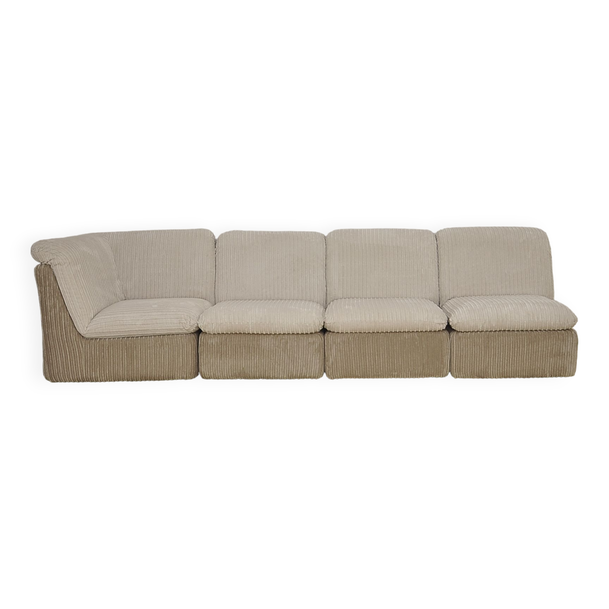 Mid-Century Beige Corduroy Modular Sofa, 1970s