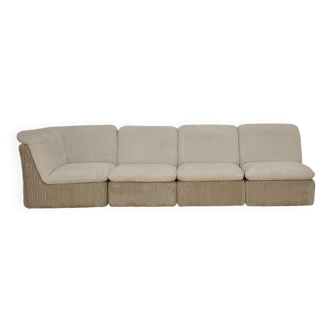Mid-Century Beige Corduroy Modular Sofa, 1970s