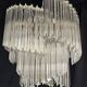 Chandelier with Murano glass quadrilateral prisms, handmade.