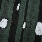 Turkish Green Black Striped Vintage Kilim Rug, 81x163Cm