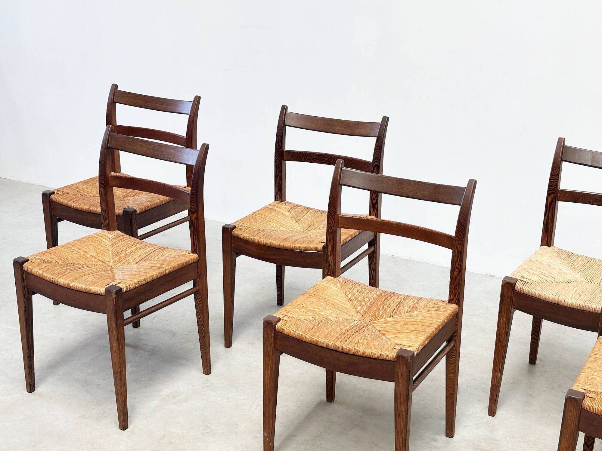 Ensemble de six chaises à repas en rotin par Jos De Mey pour Van Den Berghe Pauvers