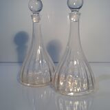 Two Godronnée glass decanters