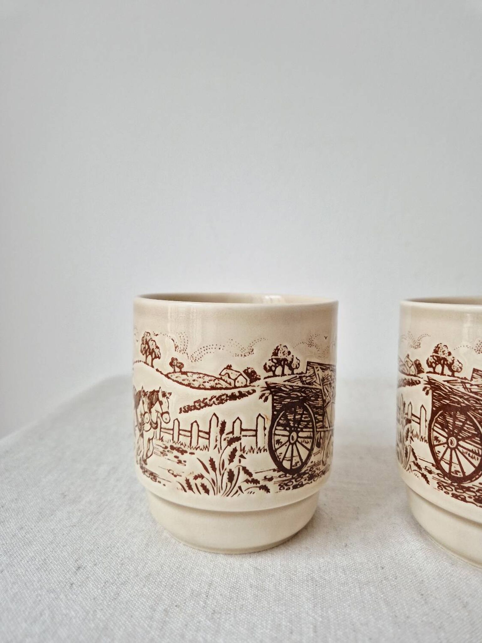 Set of 2 vintage stoneware mugs "English Countryside" - KilnCraft England