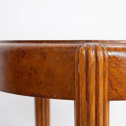 Side table / pedestal with fluted ogive legs - Oval glass top