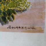 Reproduction d'aquarelle belle entrée d'une maison provençale