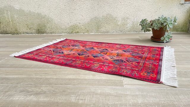 Multicolored carpet years 90/2000, 125 x 69cm