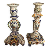 Pair of large old Rouen candlesticks