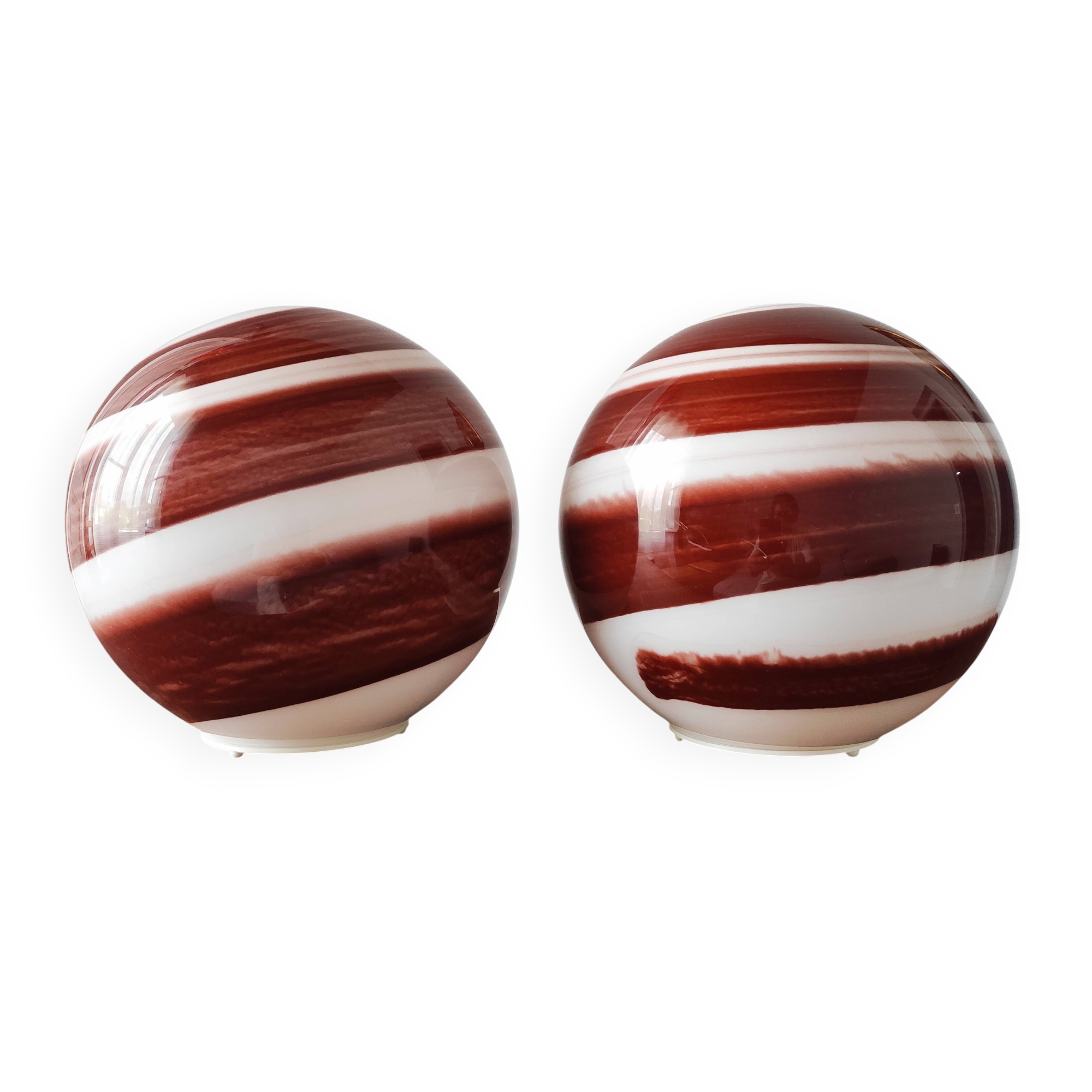 Pair of vintage 80-90 glass ball lamps