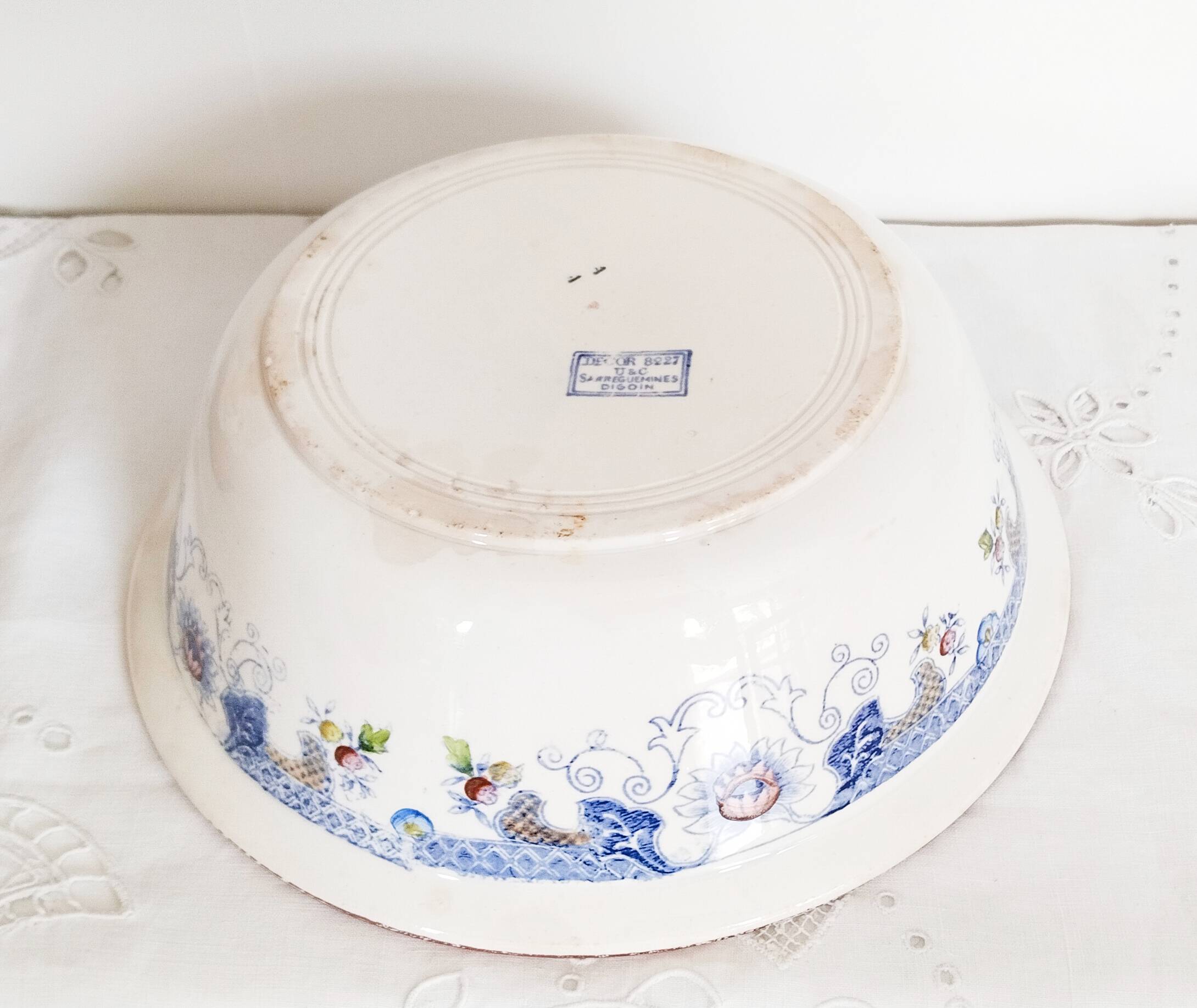 Sarreguemines earthenware salad bowl U and G, Japanese motif