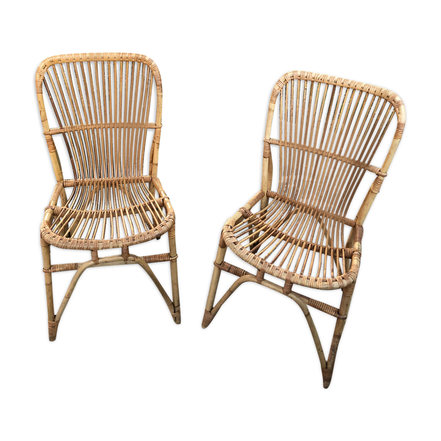 Pair of rattan chairs 60s