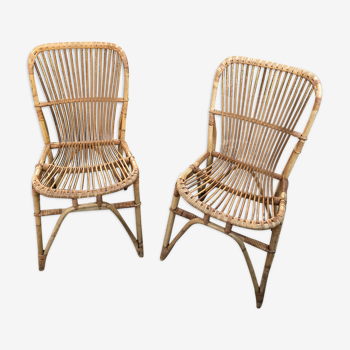 Pair of rattan chairs 60s