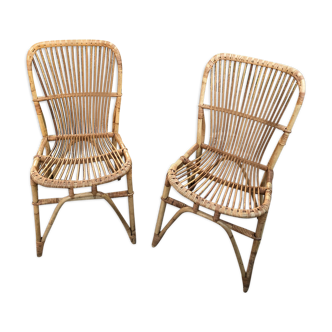 Pair of rattan chairs 60s