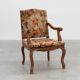 Louis XV Style Carved Walnut Armchair with Needlepoint Upholstery, France