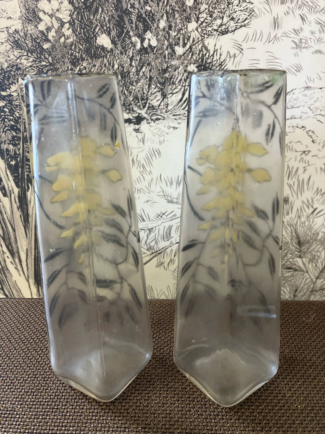 Pair of Flower Vases Signed Jem (legras)