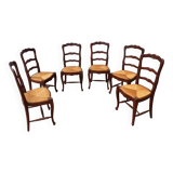 6 straw oak chairs