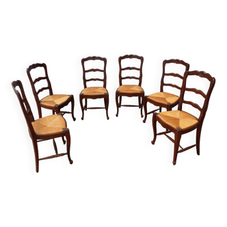 6 straw oak chairs