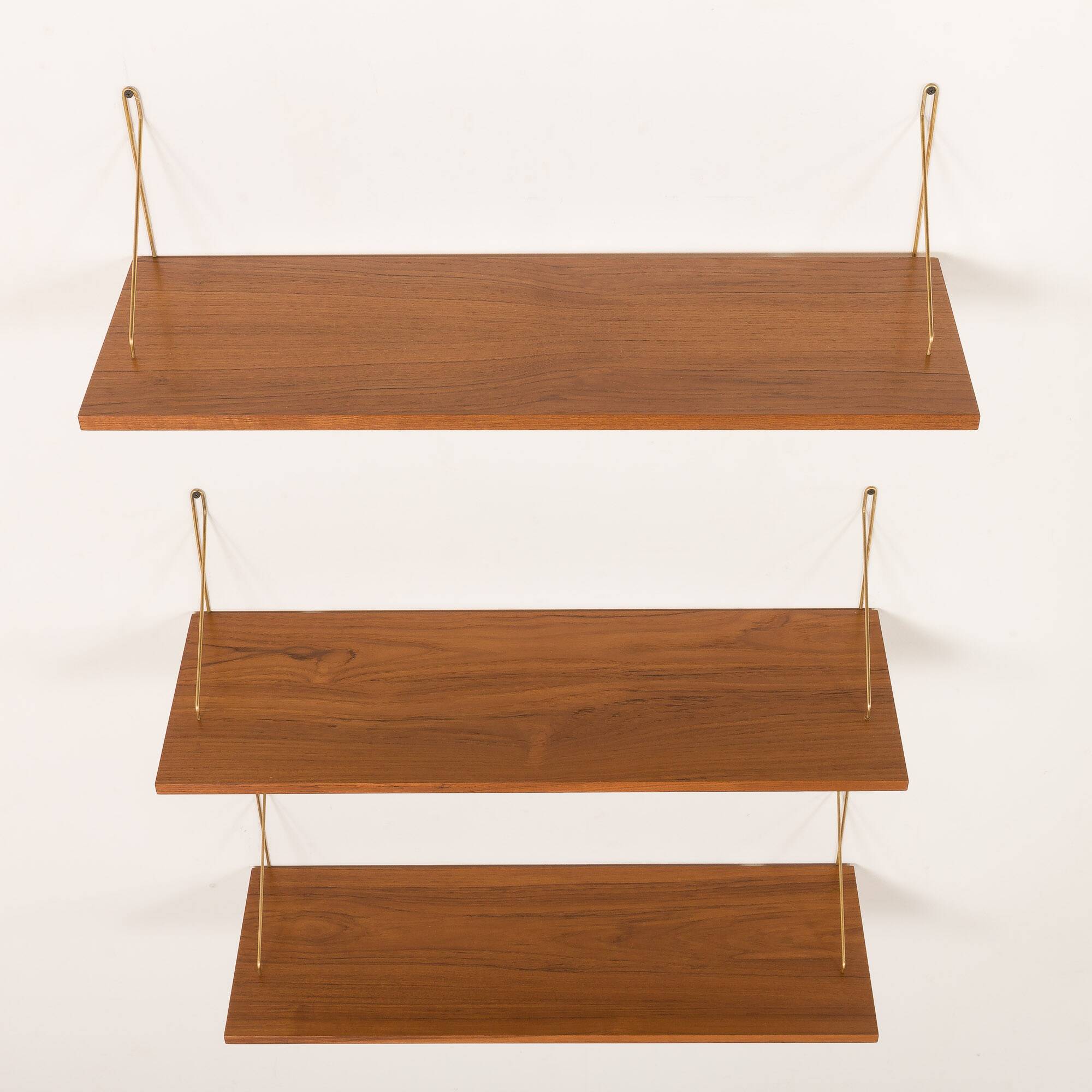 Danish mid-century floating shelves in teak, set of 3, 1960s