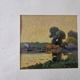 Henri Jacques Delpy (1877-1957) - Three oils on cardboard in the same frame - Landscapes