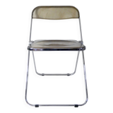 Vintage design folding chair in chrome and smoked polycarbonate