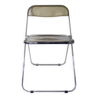 Vintage design folding chair in chrome and smoked polycarbonate