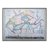 Switzerland, original map printed in 1879.
