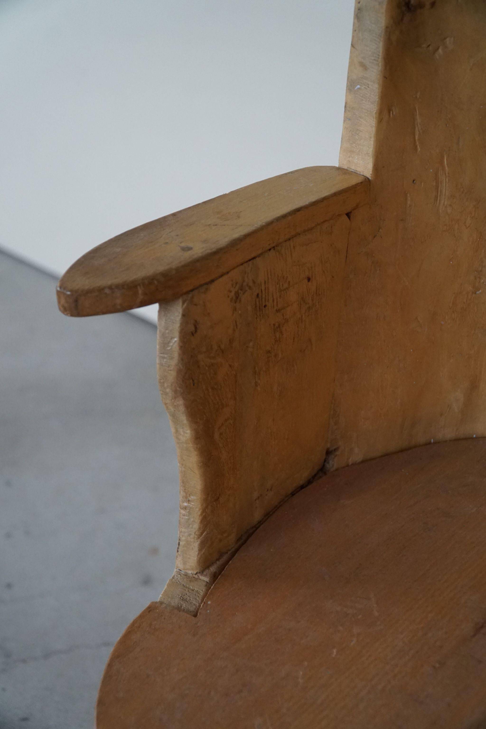 Chaise souche Wabi Sabi en bouleau massif, par un ébéniste suédois, Moderne, années 1950
