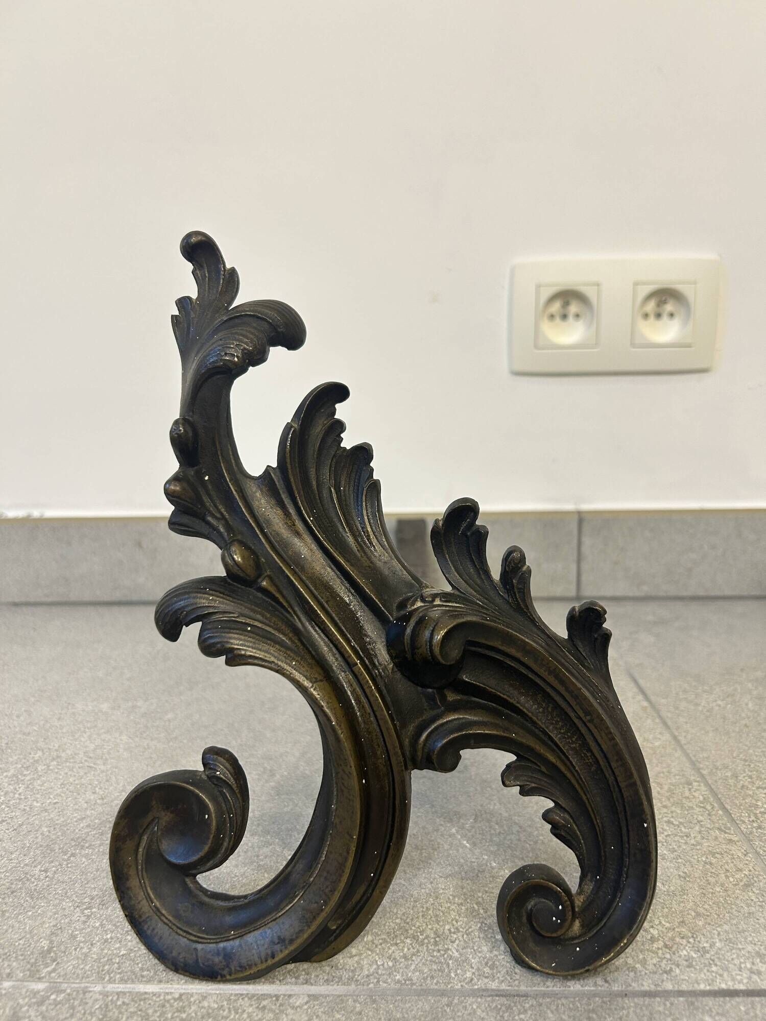 Beautiful pair of bronze andirons - 19th century