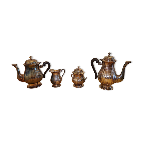 Service à thé et café style Art Déco métal argenté & bakélite années 30/40