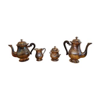 Art Deco tea and coffee service in silver-plated metal and Bakelite from the 1930s/40s.