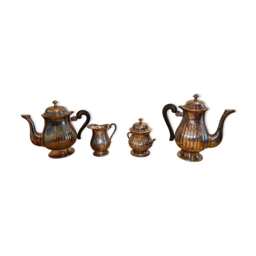 Art Deco tea and coffee service in silver-plated metal and Bakelite from the 1930s/40s.
