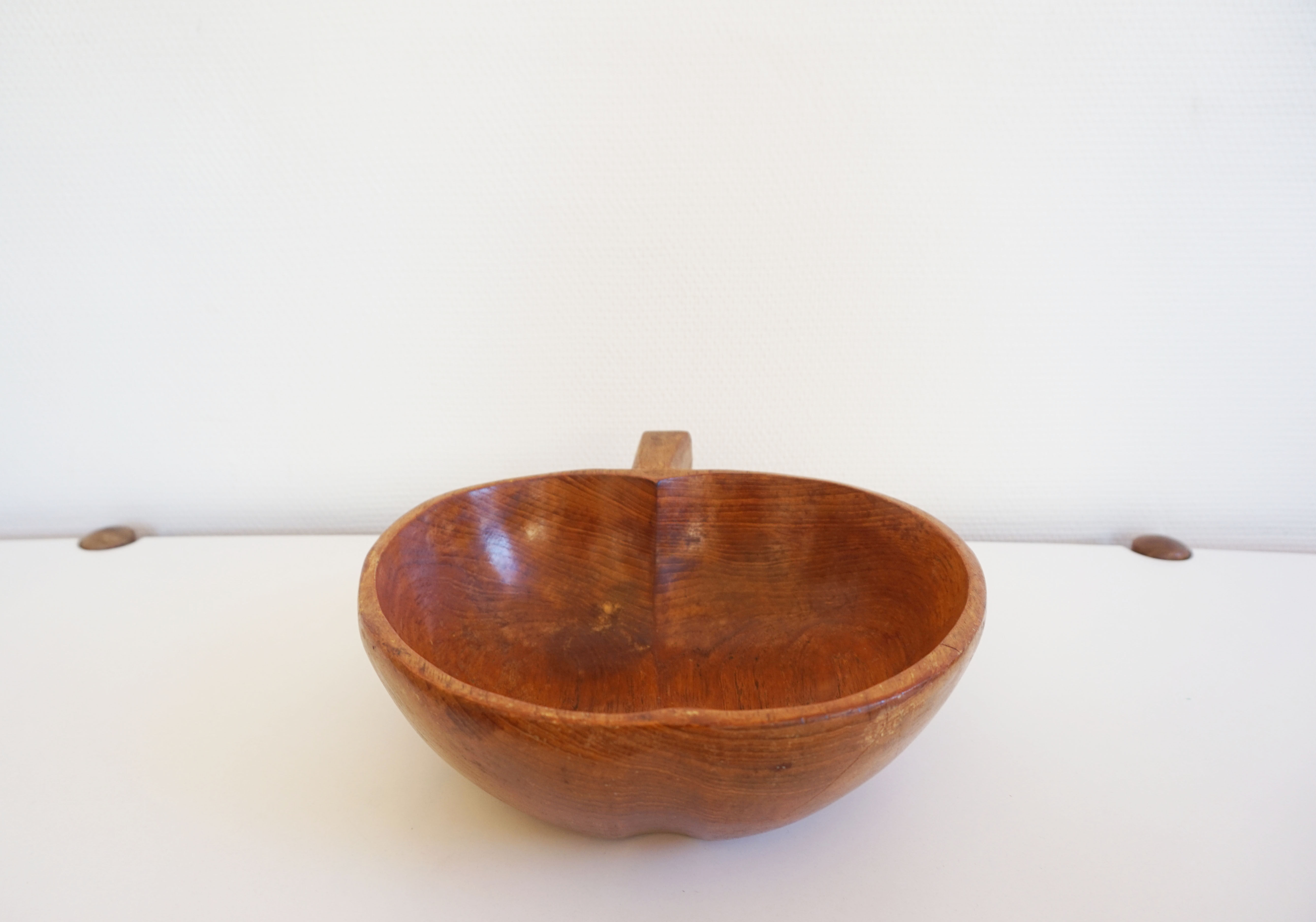 Large flat wooden vintage Apple shaped