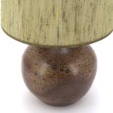 Stoneware lamp by Michel Dumont, green lampshade, 1970s