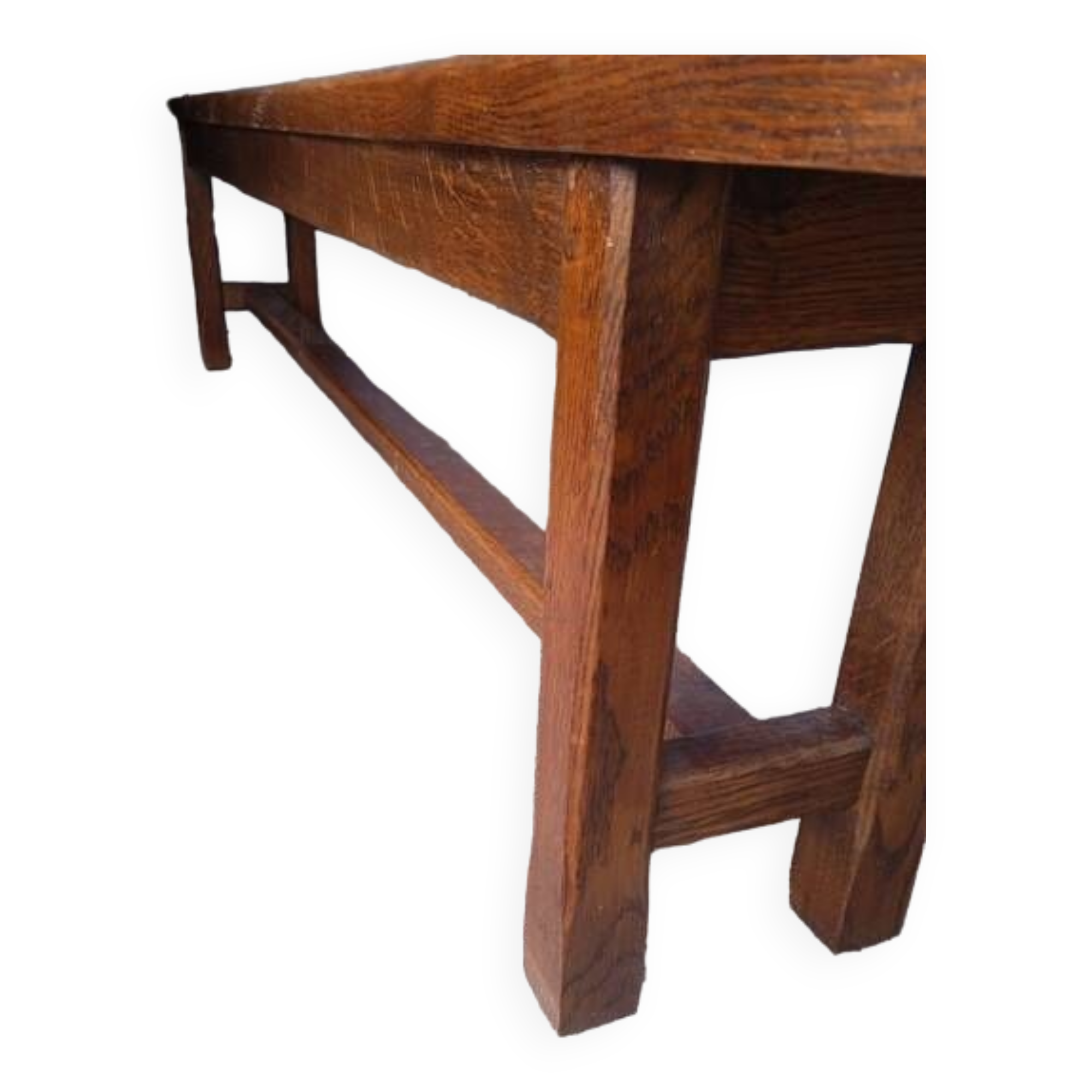 Solid oak bench 2 meters period 1960