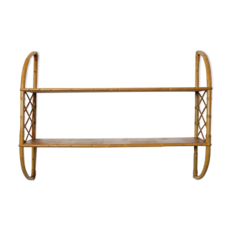 2 tier rattan shelf from the 1960s-1970s.