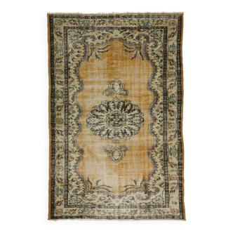 One-of-a-kind turkish handwoven vintage rug - rustic vintage charm 270x 185 cm