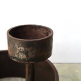 Impressive wrought iron candlestick by Leopold Gest, 1950s.