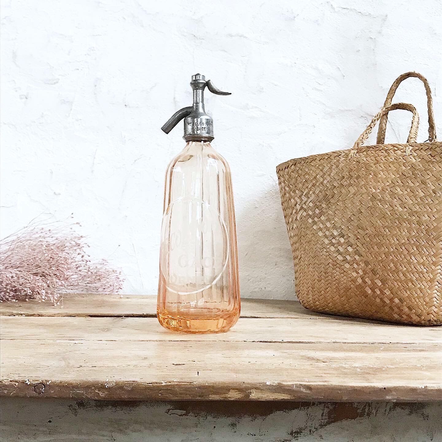 Old pink glass siphon