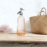 Siphon ancien en verre rose