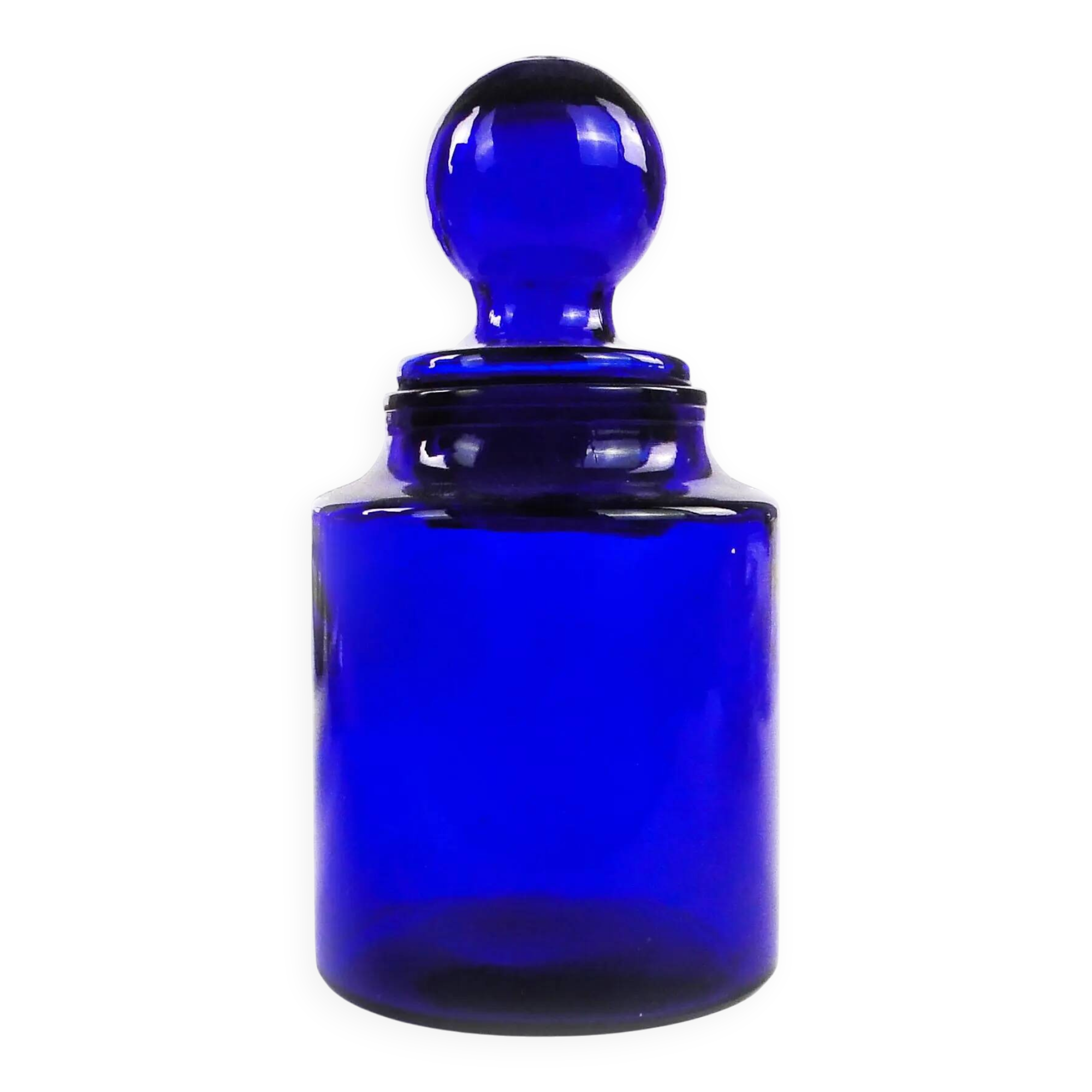 Bonbonnière moderne du milieu du siècle, en verre cobalt, conçue par M. Gołogórski, Pologne, années 1970.