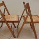 4 vintage varnished wooden folding chairs - Seats completely restored.