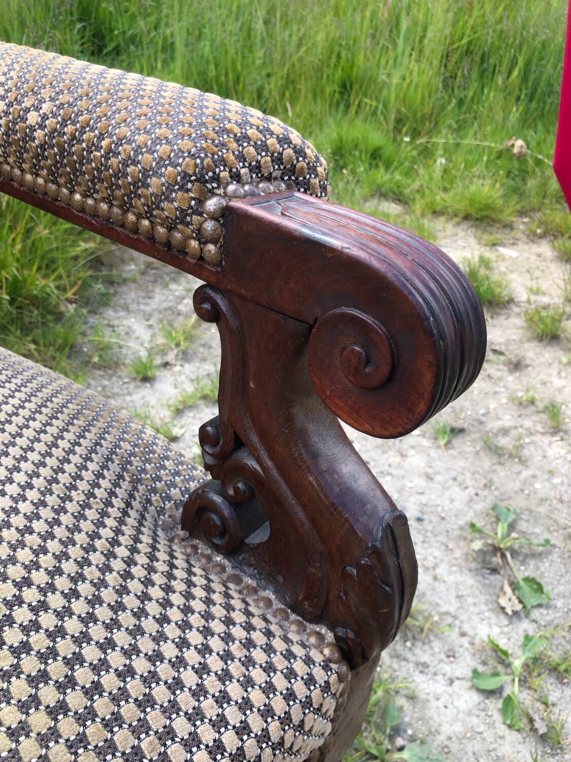 Voltaire wooden armchair in mahogany wood