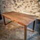 Table de ferme française ancienne en chêne avec deux tiroirs — XIXe siècle