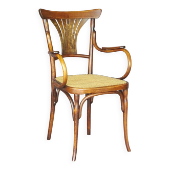 Kohn No. 196 curved wood bistro armchair, new cane