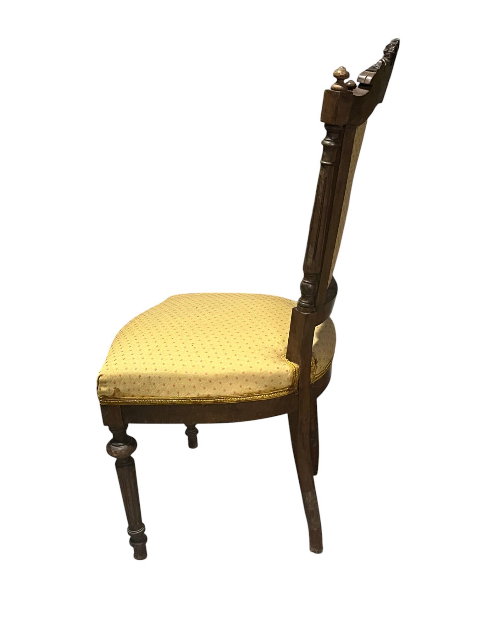 Queen's chair in Louis XVI style, wood and fabric, late 19th century.