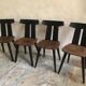 Set of 4 vintage brutalist chairs in beech 1960's