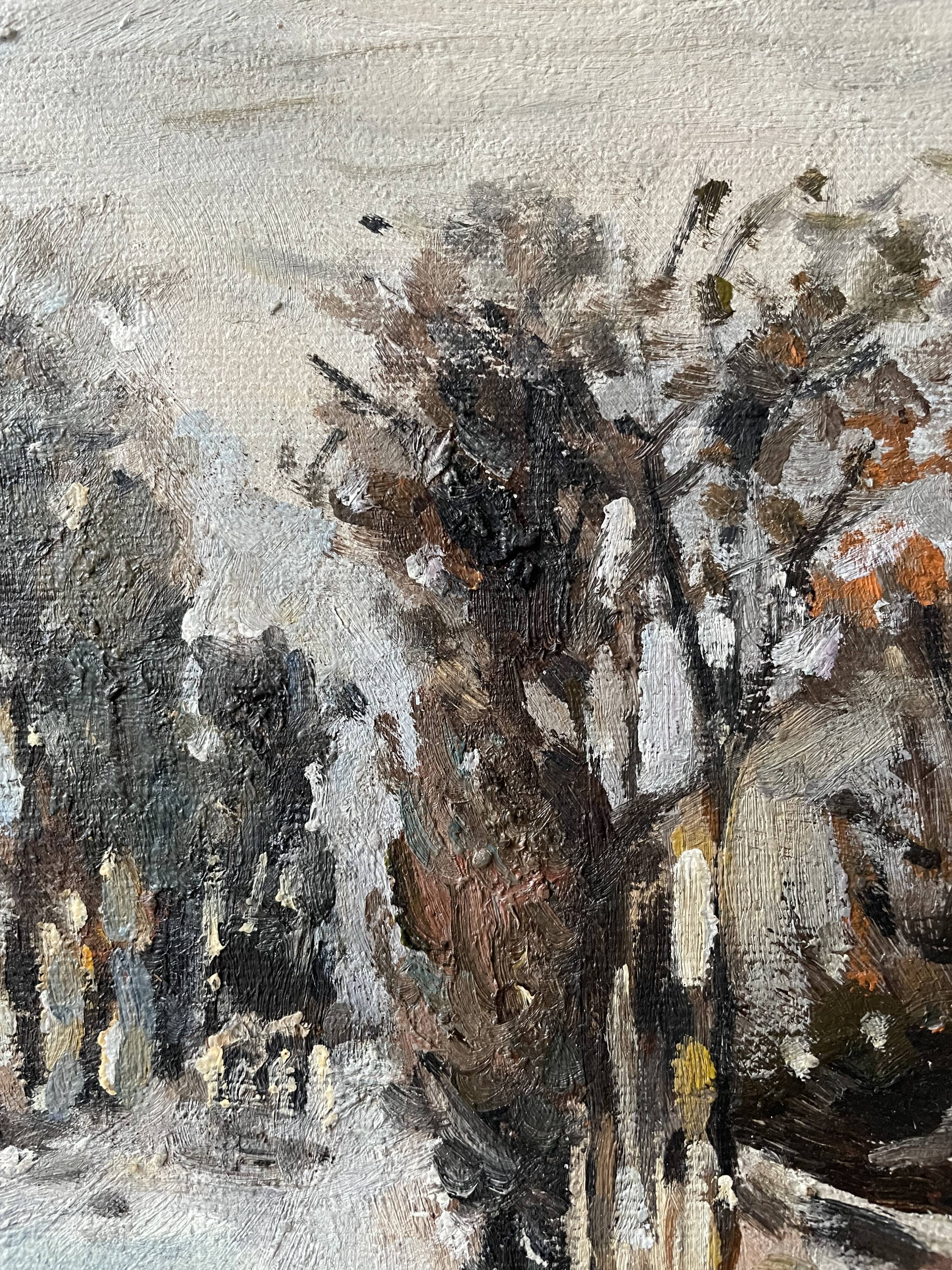 Old painting snow landscape signed