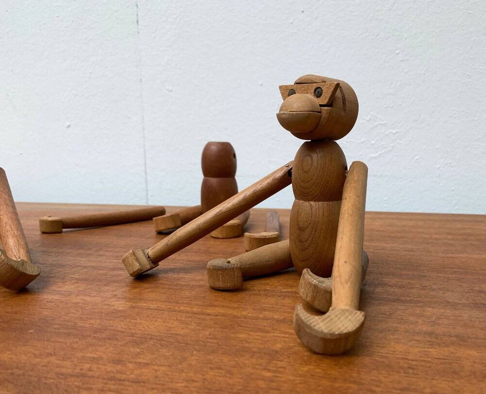 Danish mid-century wooden monkeys, set of 3