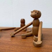 Singes en bois danois du milieu du siècle, lot de 3