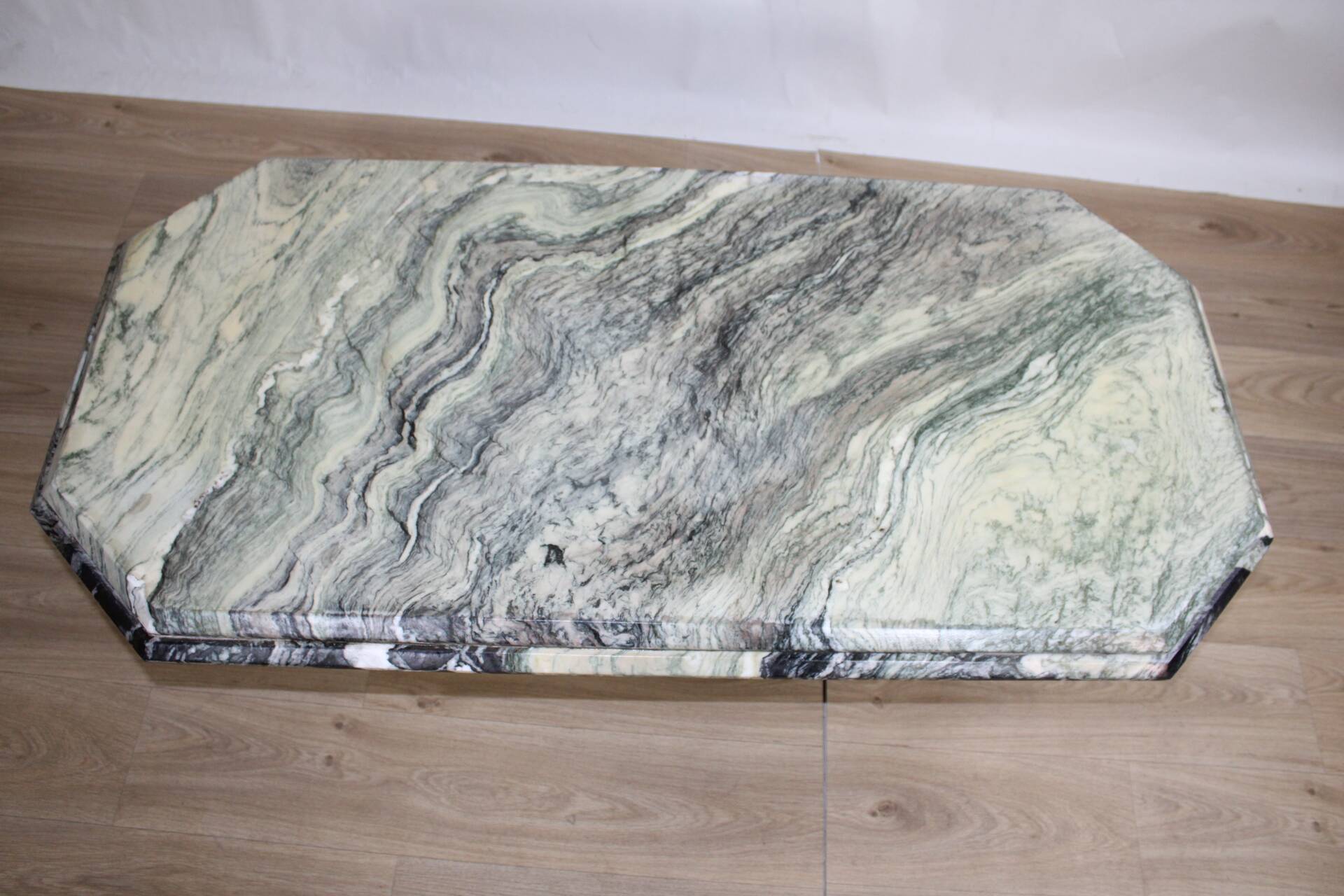 Handcrafted green marble coffee table, 1960s France