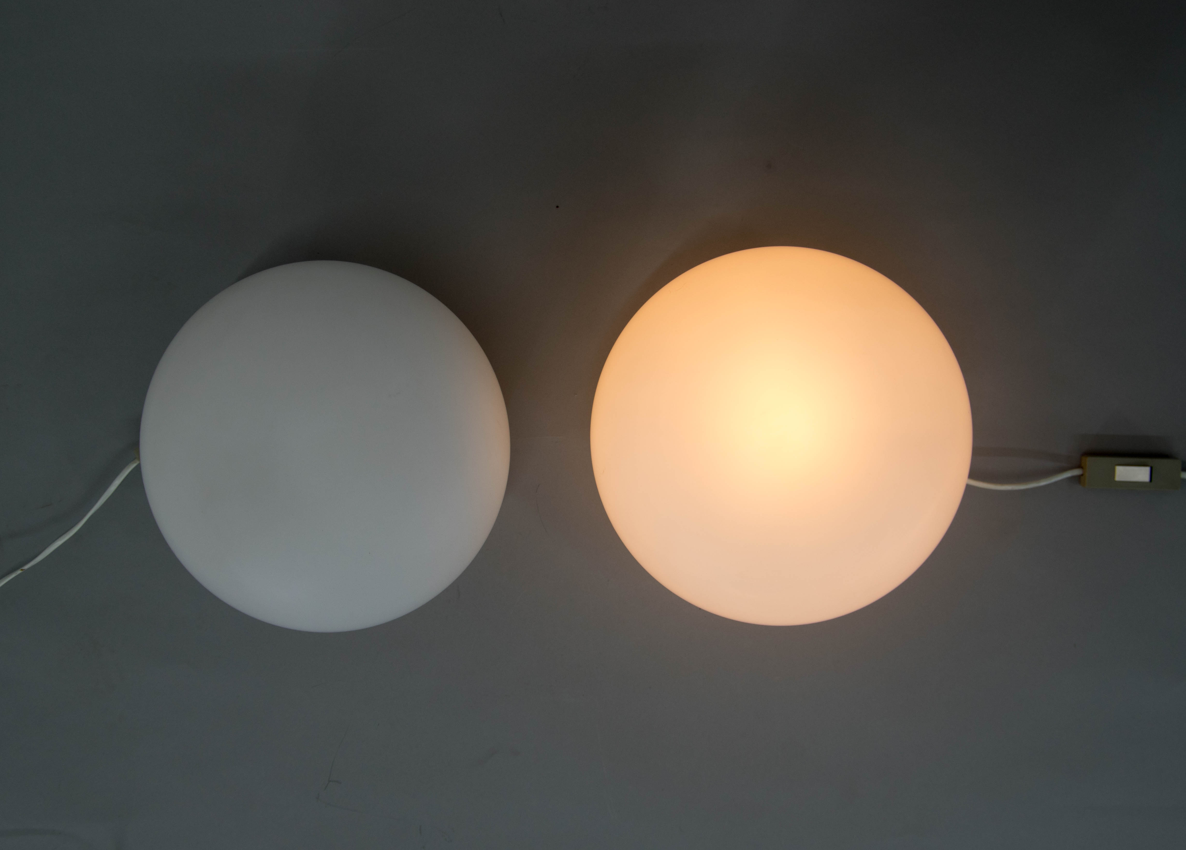 Set of Two Glass Table Lamps, 1970s